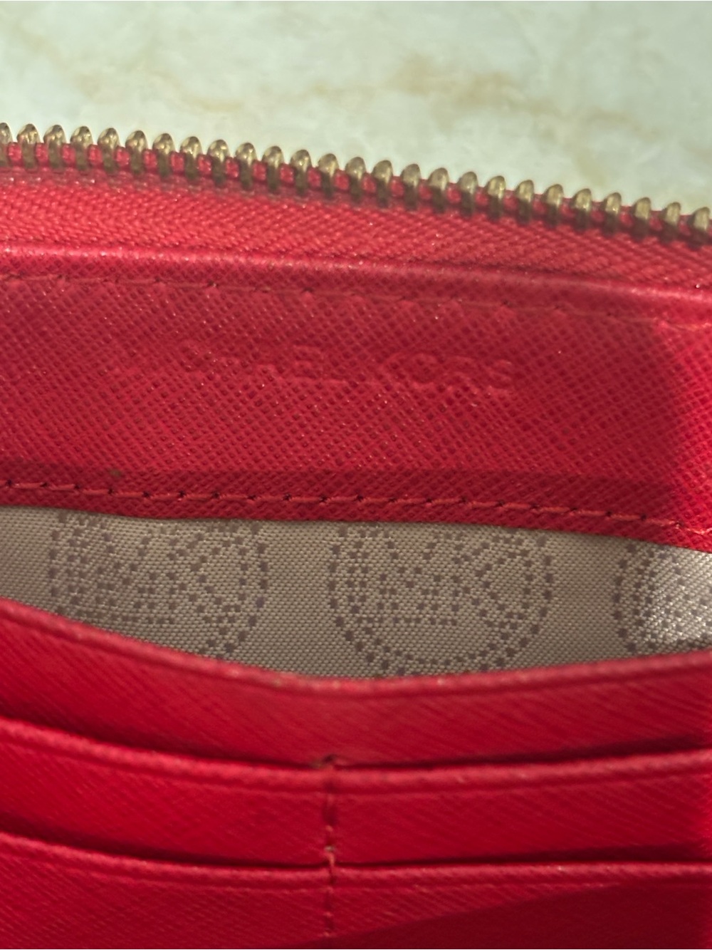 Michael Kors Red Saffiano Zip-Around Wallet - Picture 8 of 8